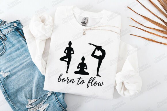 Born to Flow Yoga Silhouette Design: A Modern Design Asset