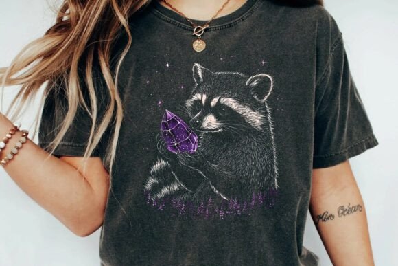 Celestial Raccoon: A Starry Night Sublimation Design