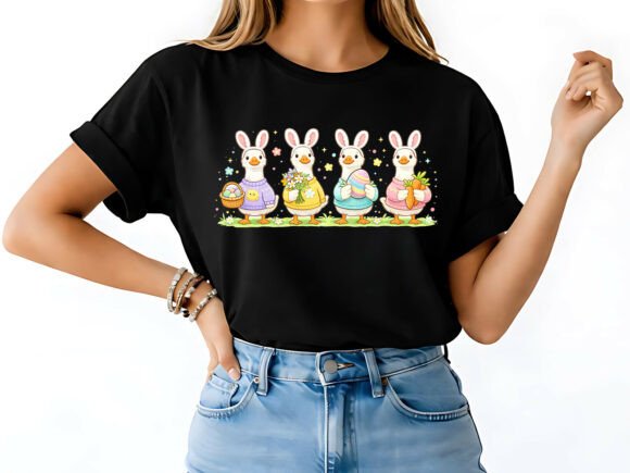 Cute Easter Bunny Ducks T-Shirt Design: A Springtime Asset