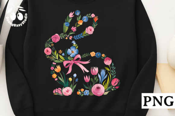 Floral Bunny Easter PNG Design: A Spring Asset