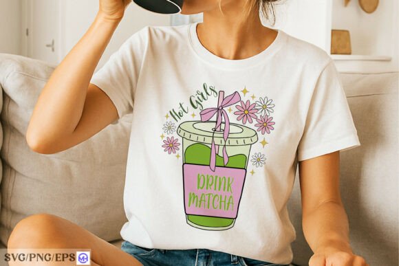 Hot Girls Drink Matcha: A Fresh SVG & PNG Design for Creative Projects