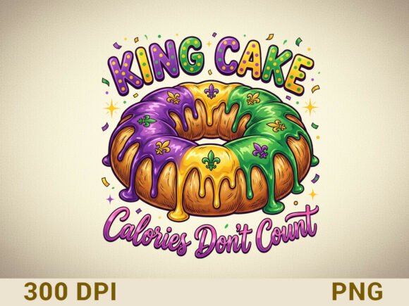 King Cake Calories Don’t Count: A Playful Design Asset