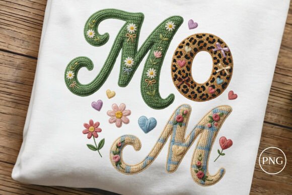 Mom Faux Crochet T-shirt Design: A Detailed Knitted Illustration