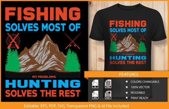 T-shirt Design Fishing & Hunting Vector: A Design Asset